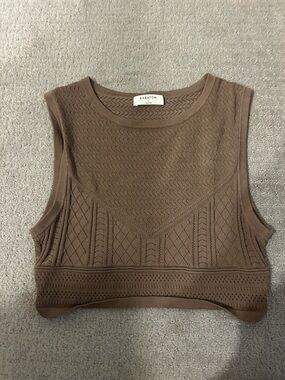 Aritzia Babaton Patterned Brown Knit Cropped Tank